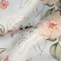 Zasłona ROSE 135x270 biały różowy Zasłona zaciemniająca z nadrukiem w kolorze szampańskim, motyw kwiatowy