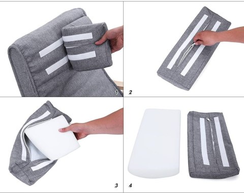 Fotel bujany z regulacją odcień szarości Fotel bujany wykonany z drewna brzozowego oraz funkcją regulowanego podnóżka z pięknym 