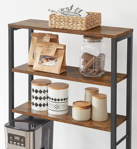 Regał kuchenny 6 poziomów rustykalny Wysoki stabilny regał z 3 dolnymi dużymi półkami i 3 węższymi u góry oraz dodatkowymi 6 hac
