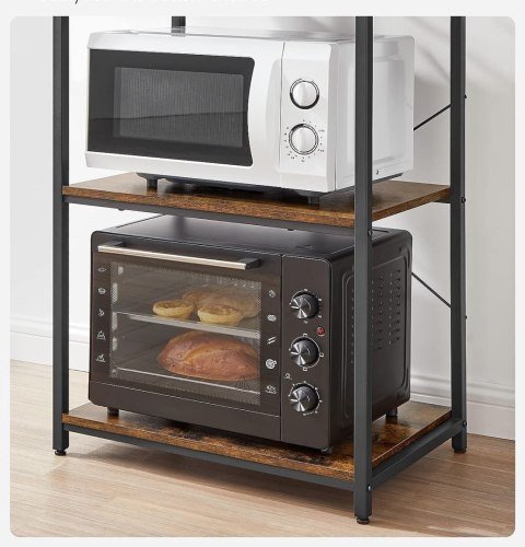 Regał kuchenny 6 poziomów rustykalny Wysoki stabilny regał z 3 dolnymi dużymi półkami i 3 węższymi u góry oraz dodatkowymi 6 hac