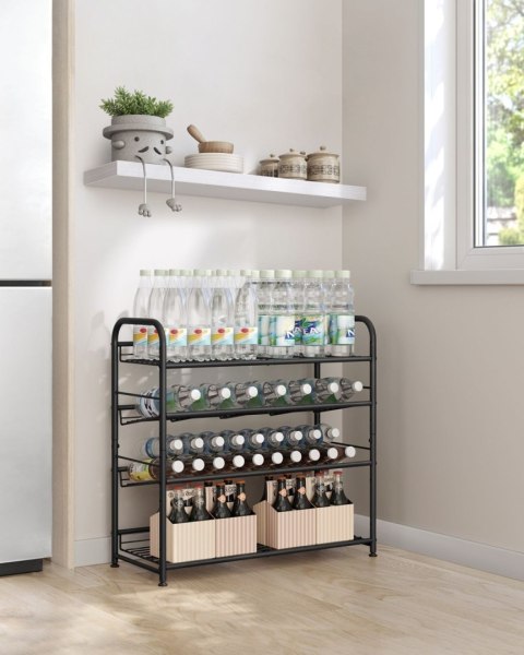 Metalowy regał na buty 4 poziomy Nowoczesny czarny regał na buty 4-poziomowyz możliwością ustawienia półek na płasko lub pod kąt