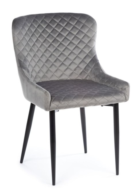 Komplet 2 krzeseł Kajto Black Gray Wykonane z aksamitnego, przyjemnego w dotyku materiału w kolorze szarym, nogi wykonane z meta