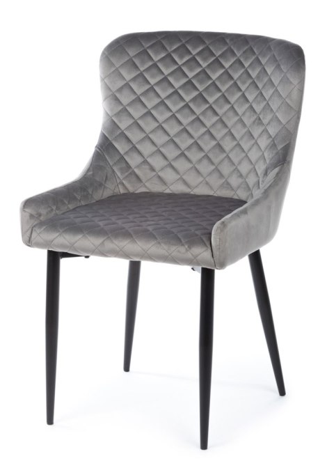 Komplet 2 krzeseł Kajto Black Gray Wykonane z aksamitnego, przyjemnego w dotyku materiału w kolorze szarym, nogi wykonane z meta