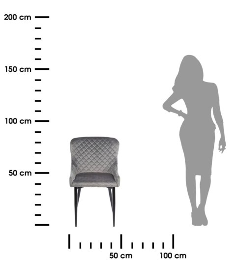 Komplet 2 krzeseł Kajto Black Gray Wykonane z aksamitnego, przyjemnego w dotyku materiału w kolorze szarym, nogi wykonane z meta
