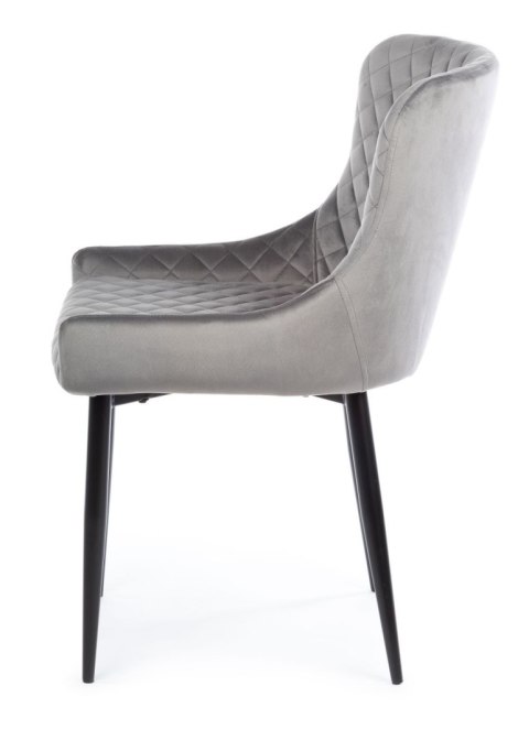 Komplet 2 krzeseł Kajto Black Gray Wykonane z aksamitnego, przyjemnego w dotyku materiału w kolorze szarym, nogi wykonane z meta