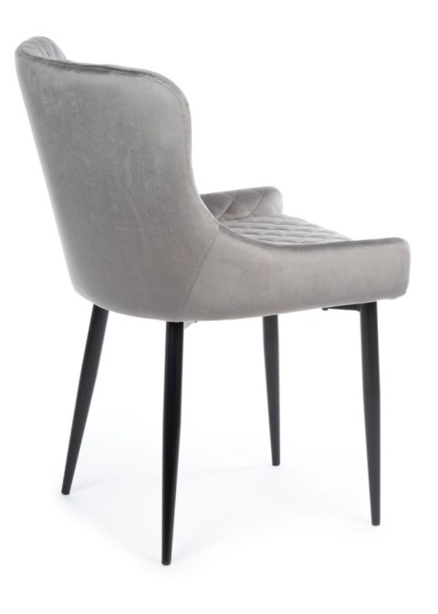 Komplet 2 krzeseł Kajto Black Gray Wykonane z aksamitnego, przyjemnego w dotyku materiału w kolorze szarym, nogi wykonane z meta