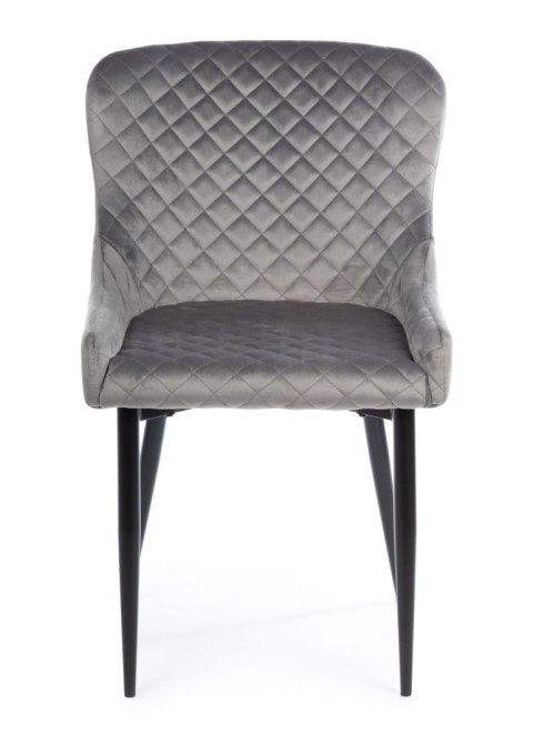 Komplet 2 krzeseł Kajto Black Gray Wykonane z aksamitnego, przyjemnego w dotyku materiału w kolorze szarym, nogi wykonane z meta