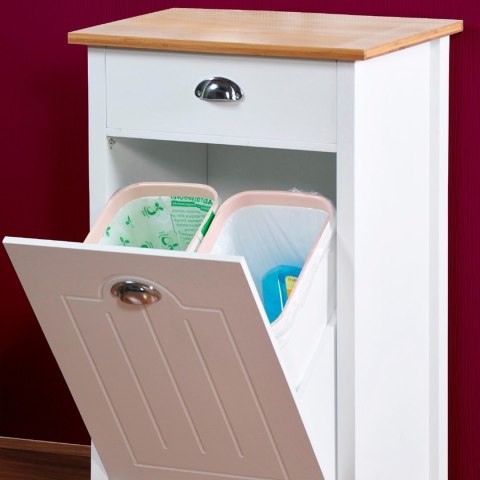 Wózek kuchenny z koszami na śmieci biały