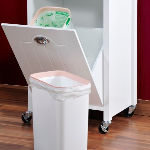 Wózek kuchenny z koszami na śmieci biały