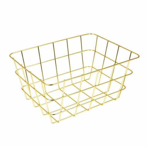 Kosz druciak złoty mały 24x18 cmMetalowy prostokątny koszyk na drobne przedmioty w stylu Glamour w złotym kolorze o wymiarach 12