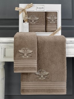 Ręcznik bawełniany frotte KAVELL/3676/brown 50x90+70x140 kpl.