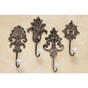 Wieszaki ścienny Ivy komplet Materiał wykonania żeliwo, zestaw czterech wieszaków w kolorze brąz