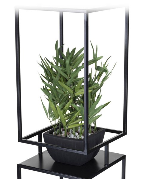 Kwietnik metalowy czarny 2 poziomy 87 cm czarny Wykonany z metalu, zachwycający prostotą i stylem, czarny, dwupoziomowy stojak n