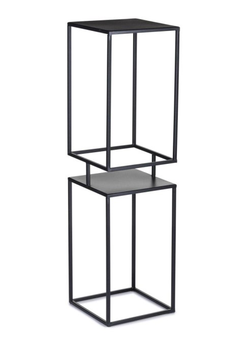 Kwietnik metalowy czarny 2 poziomy 87 cm czarny Wykonany z metalu, zachwycający prostotą i stylem, czarny, dwupoziomowy stojak n