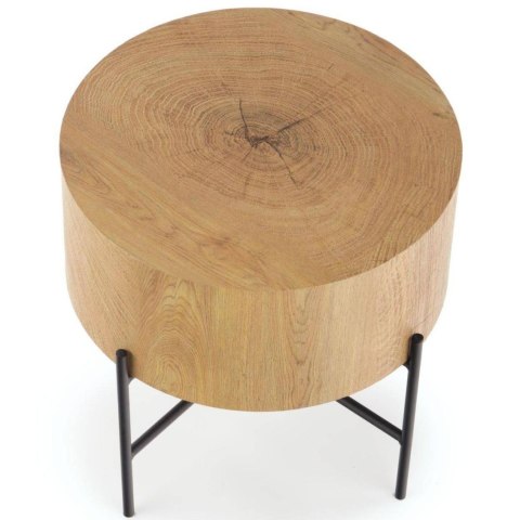 Stolik kawowy Brooklyn dąb naturalny Stalowa podstawa lakierowana na czarno, blat wykonany z MDF-u z okleiną w kolorze naturalne