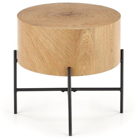 Stolik kawowy Brooklyn dąb naturalny Stalowa podstawa lakierowana na czarno, blat wykonany z MDF-u z okleiną w kolorze naturalne