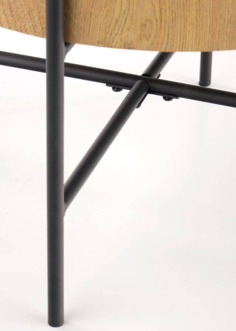 Stolik kawowy Brooklyn dąb naturalny Stalowa podstawa lakierowana na czarno, blat wykonany z MDF-u z okleiną w kolorze naturalne