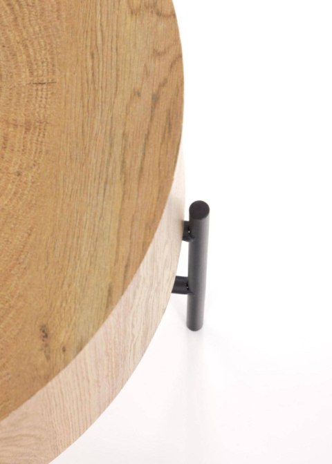 Stolik kawowy Brooklyn dąb naturalny Stalowa podstawa lakierowana na czarno, blat wykonany z MDF-u z okleiną w kolorze naturalne