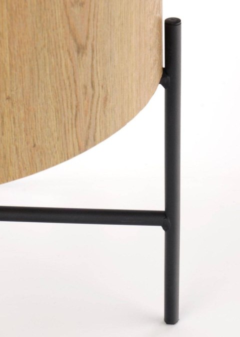 Stolik kawowy Brooklyn dąb naturalny Stalowa podstawa lakierowana na czarno, blat wykonany z MDF-u z okleiną w kolorze naturalne