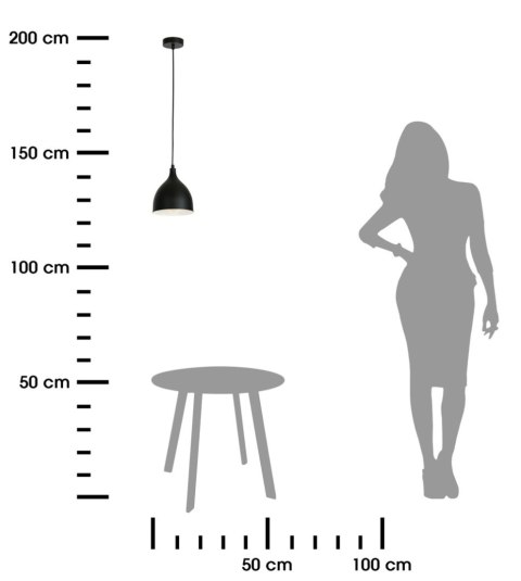 Żyrandol Noak czarno biała nowoczesna Regulowana wysokość do 100 cm, przeznaczona na żarówkę E27