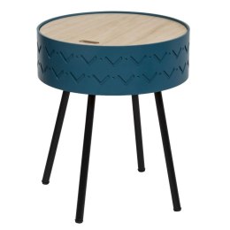 Stolik kawowy Shiro niebieski Wbudowany schowek, metalowe nogi w kolorze czarnym, funkcjonalny i stylowy dodatek do salonu