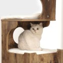 Drapak dla kota brązowo-biały 86 cm Solidny drapak wieża wykonany z płyty MDF w rustykalnym brązie z 3 piętrowymi platformami, j