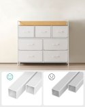 Komoda z 7 materiałowymi szufladami Pojemna skandynawska komoda wykonana z płyty MDF i stalowej konstrukcji, która posiada 7 mat