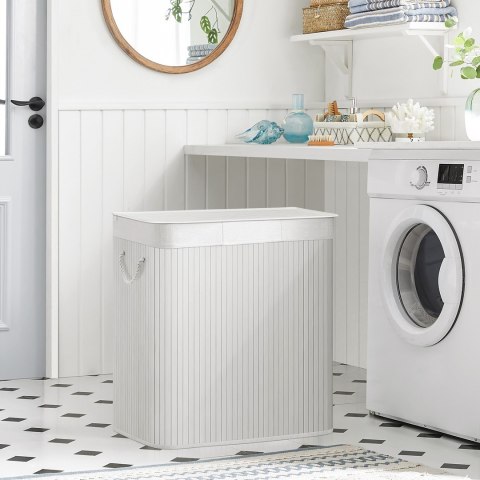 Kosz bambusowy biały stojący 60 cm