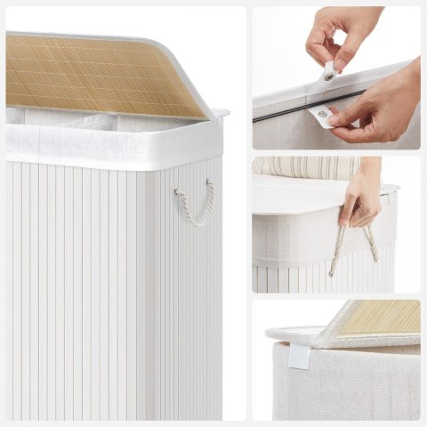 Kosz bambusowy biały stojący 60 cm