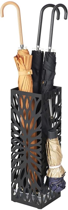 Parasolnik nowoczesny czarny ażurowy Ażurowy parasolnik wykonany z metalu, stylowy i nowoczesny, czarny stojak na parasole.