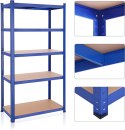 Regał do przechowywania niebieski 200 cm Wykonany z metalu i solidnej płyty MDF, praktyczny i wytrzymały regał w stylu industria