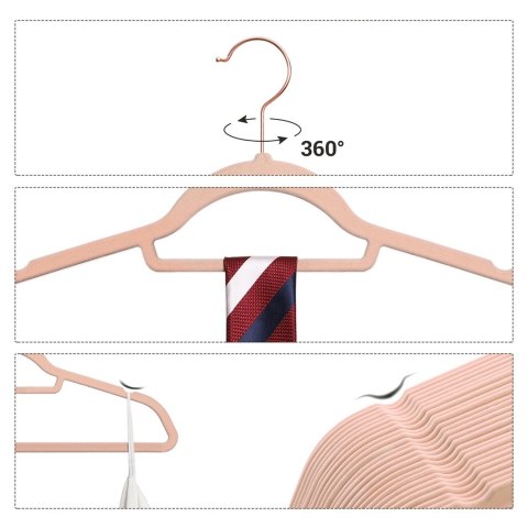 Różowe wieszaki welurowe 30 szt.