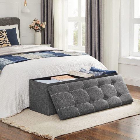 Skrzynia pufa pikowana ciemno szara wzór