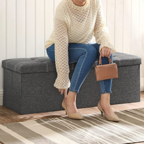 Skrzynia pufa pikowana ciemno szara wzór