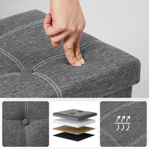 Skrzynia pufa pikowana ciemno szara wzór