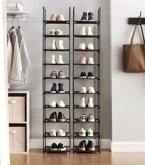 Szafka na buty modułowa 10 poziomów Smukły regał na buty z możliwością rozdzielnia na dwie części, budowa modułowa, materiałowe 
