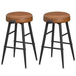 Zestaw 2 hokerów karmelowy brąz Zestaw dwóch stabilnych hokerów wykonanych ze stali i pianki o wysokiej sprężystości, s