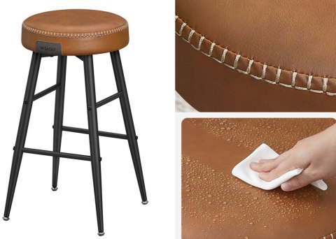 Zestaw 2 hokerów karmelowy brąz Zestaw dwóch stabilnych hokerów wykonanych ze stali i pianki o wysokiej sprężystości, s