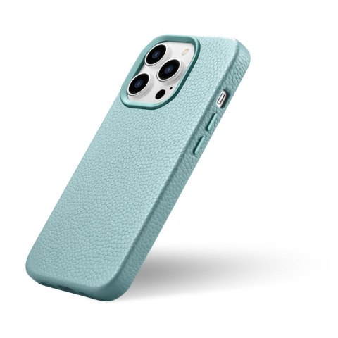 Skórzane etui iPhone 14 Pro magnetyczne z MagSafe Litchi Premium Leather Case zielony