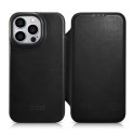 Skórzane etui iPhone 14 Pro z klapką magnetyczne MagSafe CE Oil Wax Premium Leather czarny