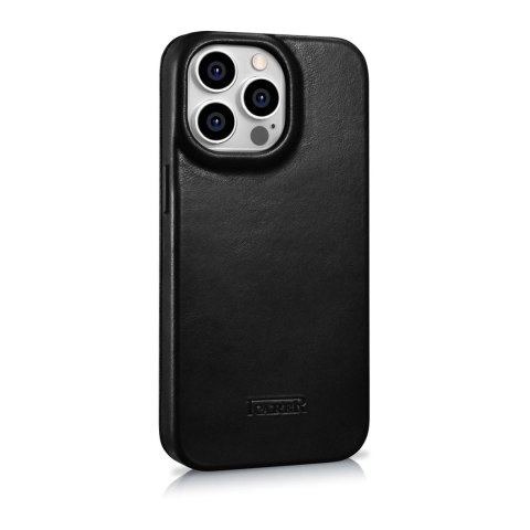 Skórzane etui iPhone 14 Pro z klapką magnetyczne MagSafe CE Oil Wax Premium Leather czarny