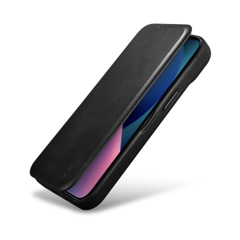 Skórzane etui iPhone 14 Pro z klapką magnetyczne MagSafe CE Oil Wax Premium Leather czarny