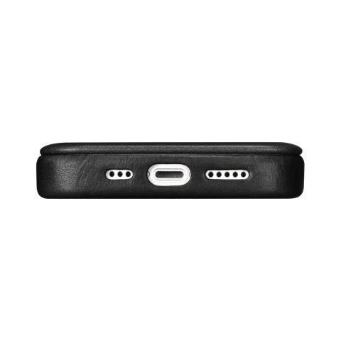 Skórzane etui iPhone 14 Pro z klapką magnetyczne MagSafe CE Oil Wax Premium Leather czarny