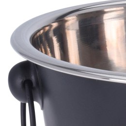 Cooler metalowy z uchwytami czarny Pojemnik do chłodzenia napoi i podawania lodu z uchwytami do przenoszenia, wykonany ze stali 