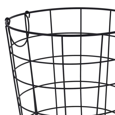 Kosz metalowy czarny druciak 29 cm Koszyk druciany, pojemnik z uchwytami do przechowywania w stylu loft w kolorze czarnym o wymi