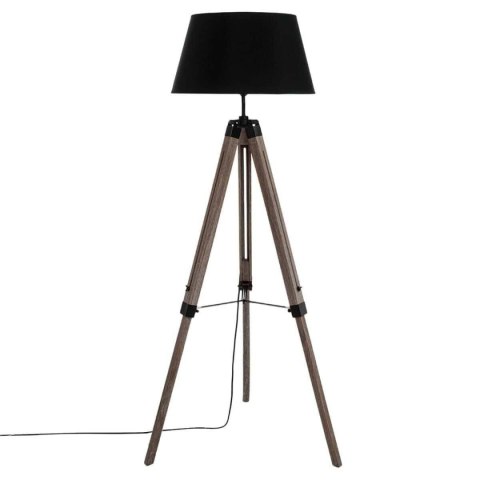 Lampa podłogowa Runo Black 145 cm Abażur wykonany z tkaniny w kolorze czarnym, drewniane nogi, funkcjonalny oraz stylowo wygląda