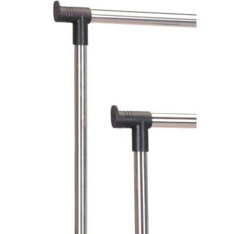 Podwójny, stojący wieszak na ubraniaMobilna garderoba na odzież, wieszak podłogowy z dwoma drążkami, na kółkach, z regulacją wys