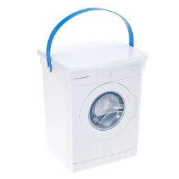 Pojemnik na proszek do prania 5L Pojemnik łazienkowy w kształcie pralki do przechowywania proszku i kapsułek do prania, zamykany