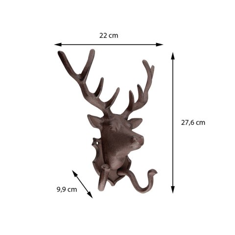 Uchwyt żeliwny vintage jeleń 27,6 cm