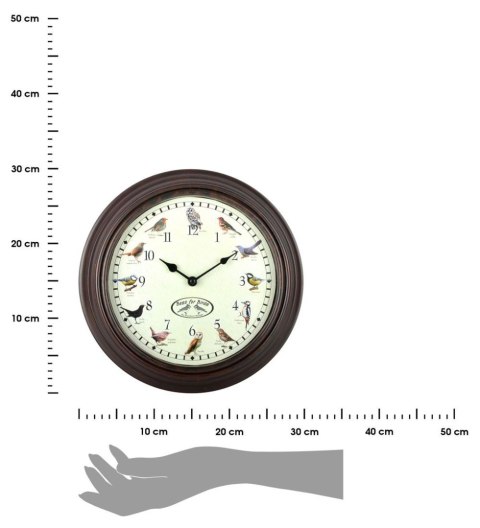 Zegar z dźwiękami ptakówŚcienny, okrągły zegar z odgłosami różnych ptasich piosenek, co godzinę dźwięk innego ptaka, renomowanej
